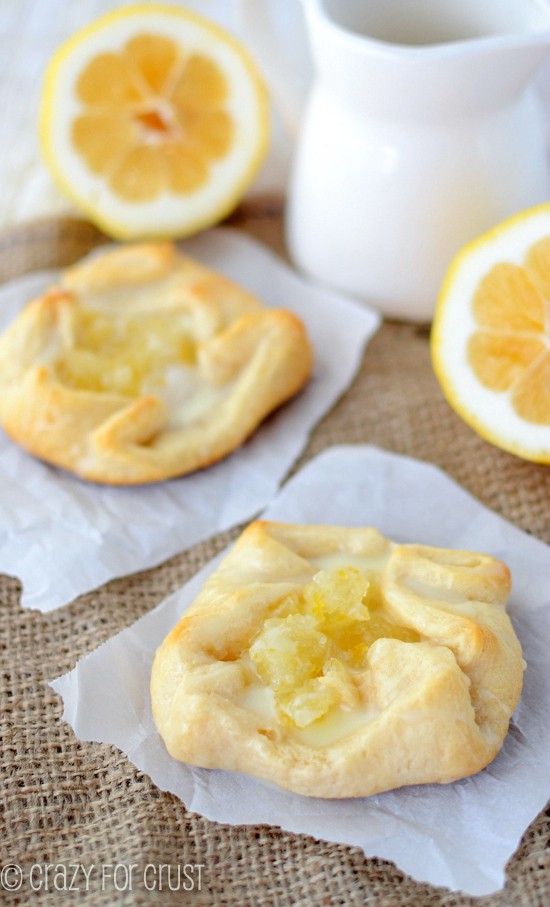 lemon cream danish on parchment paper