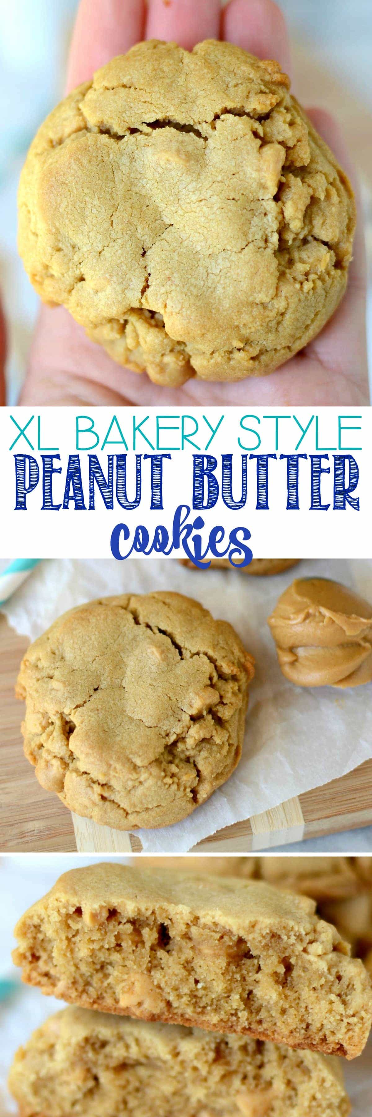 XL Bakery Style PB Cookies - these peanut butter cookies are HUGE and filled with peanut butter chips. We inhale these faster than I can make them!