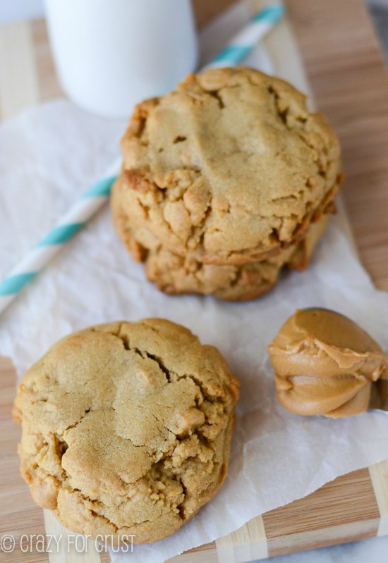 XL Bakery Style Peanut Butter Cookies by crazyforcrust.com | Peanut butter cookies with peanut butter chips - the perfect cookie {and it's a copycat of the Disneyland ones!}