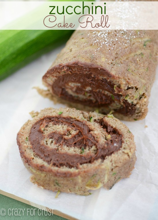 zucchini cake roll with chocolate cream cheese filling