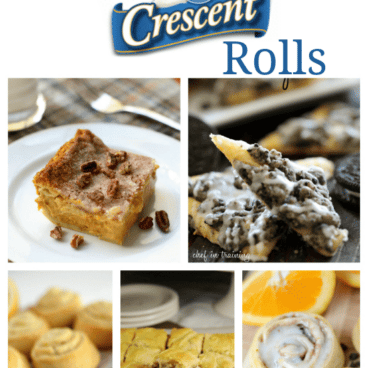 collage of 7 ideas for using crescent rolls with words