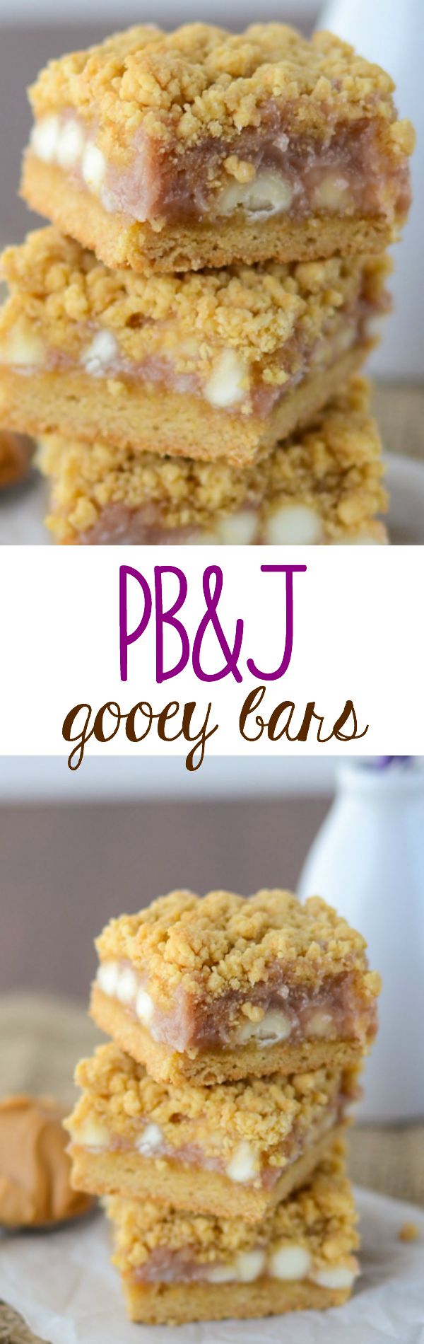 The BEST after school snack: PB&J Gooey Bars! Easy bars full of peanut butter and jelly!