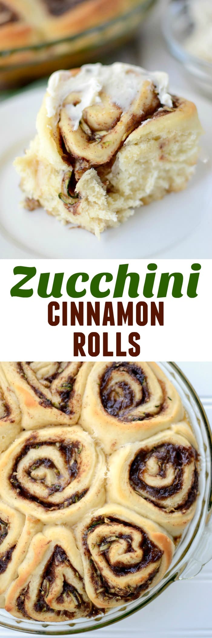 Zucchini Cinnamon Rolls - this is the BEST cinnamon roll dough filled with shredded zucchini and tons of cinnamon. Sneak in a little vegetable and I promise the kids won't even know it.