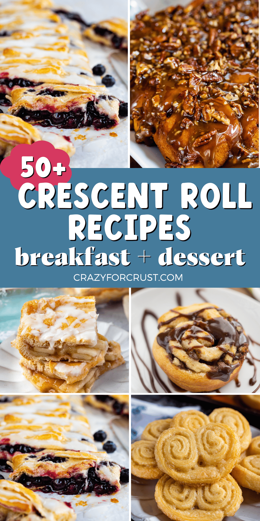 6 photos showing how to use crescent rolls