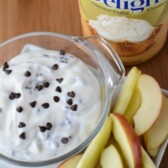 dish of ice cream apple dip in bowl with apple slices