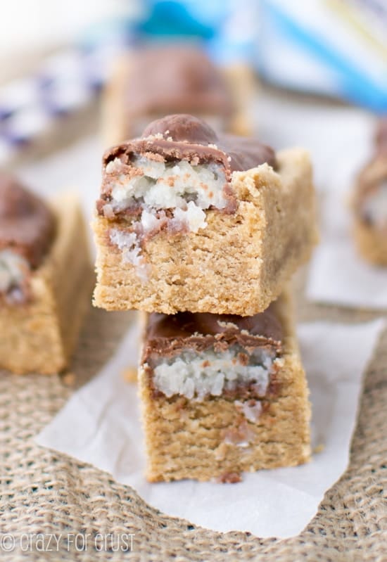 Almond Joy peanut butter cookie bars.