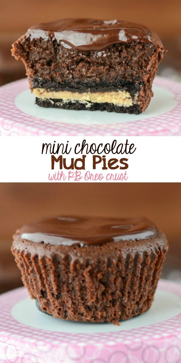 Mini Chocolate Mud Pies with Peanut Butter Oreo Crust