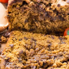 slice of pumpkin bread with chocolate chips