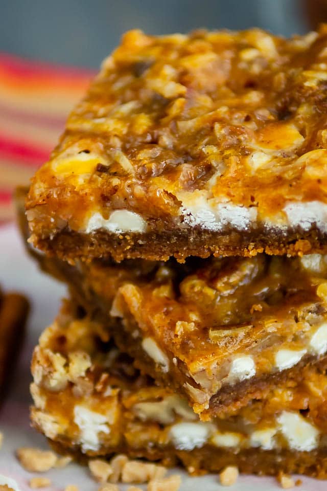 closeup of stack of pumpkin bars
