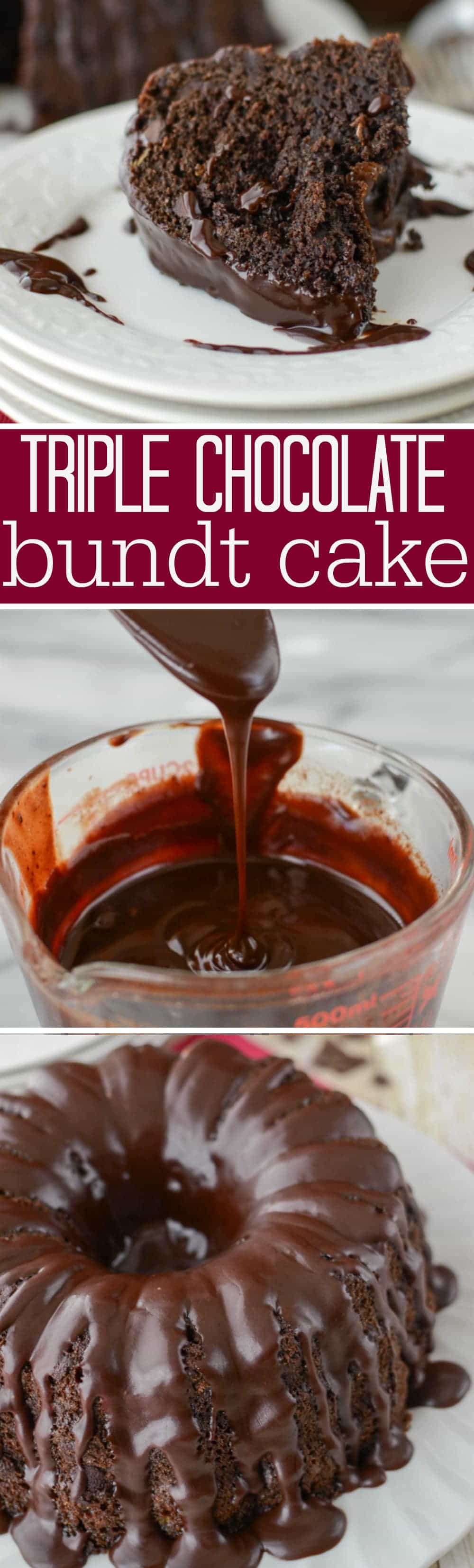 Triple Chocolate Bundt Cake - this EASY cake recipe has two secret ingredients that makes it super flavorful and moist!! It's my favorite chocolate cake recipe!