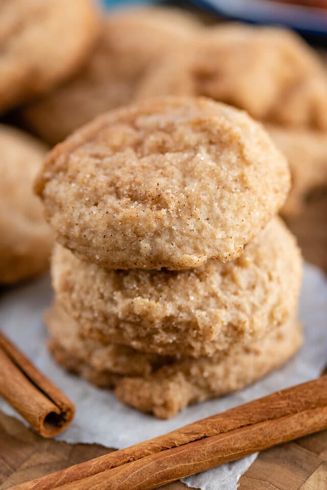 apple butter snickerdoodles in a stack