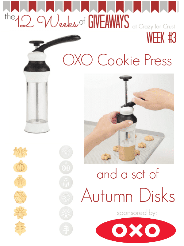 OXO Cookie Press Giveaway at www.crazyforcrust.com