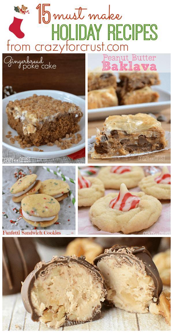 Picture collage of must make holiday recipes with title