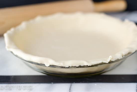 All Butter Pie Crust inside of a pie baking dish