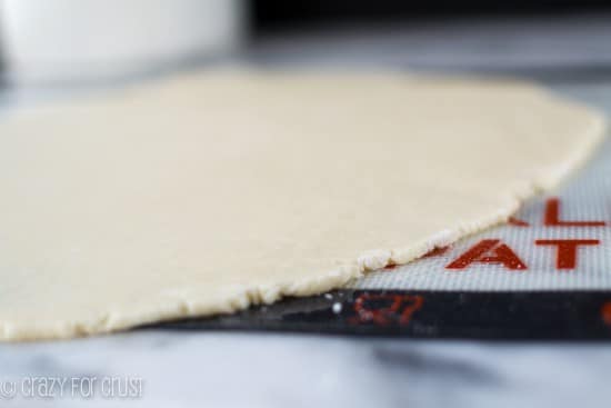 all butter pie crust dough, rolled to 1/4 inch thickness