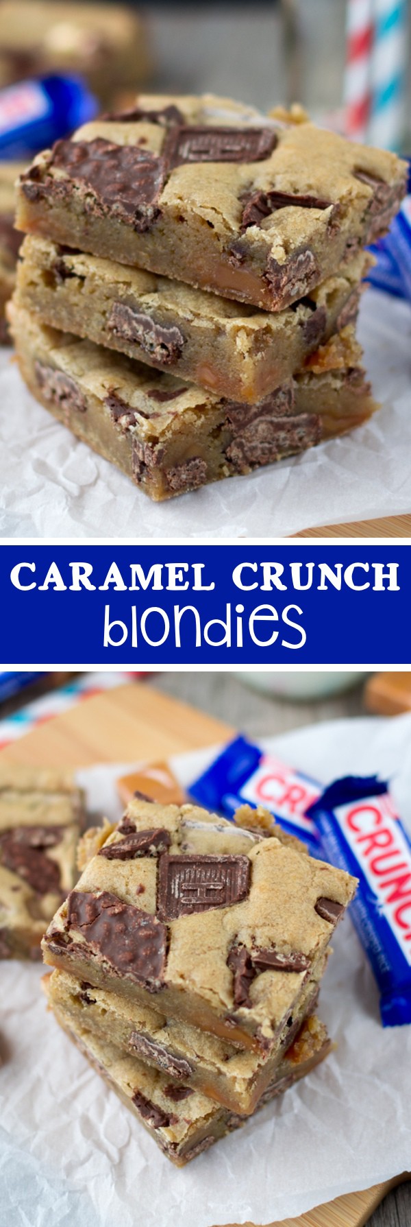 Collage of Caramel Crunch Blondies