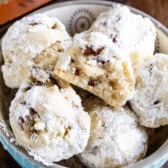 cookies in a bowl with one cut in half