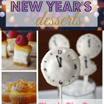 Pic collage of New Years Eve desserts with title