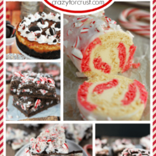 Pic collage of peppermint recipes with graphic