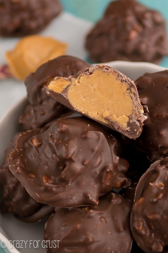 Peanut Butter Mountain Bars  in a white bowl 