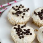 Skinny Frozen Peanut butter pies on a white plate with title