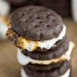 stack of thin mints sandwiched with marshmallows