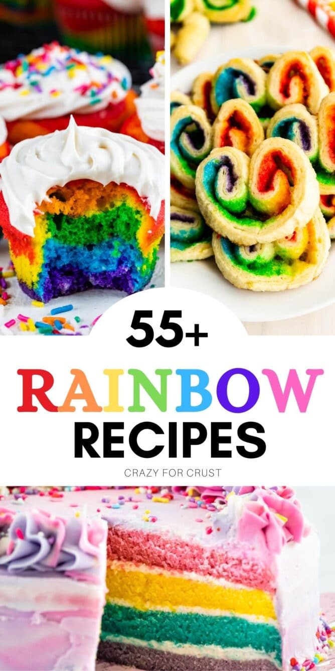 COLLAGE of rainbow recipes photos