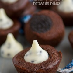 brownie bites with cookies n cream hersheys kisses in the middle