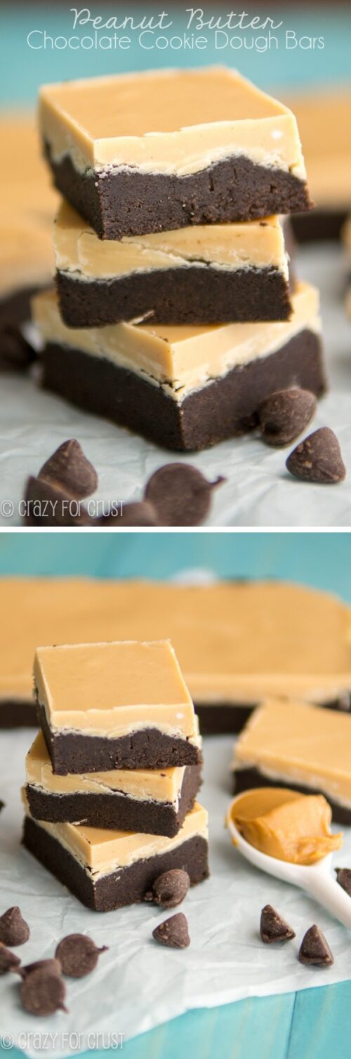 Peanut Butter Chocolate Cookie Dough Bars Crazy for Crust