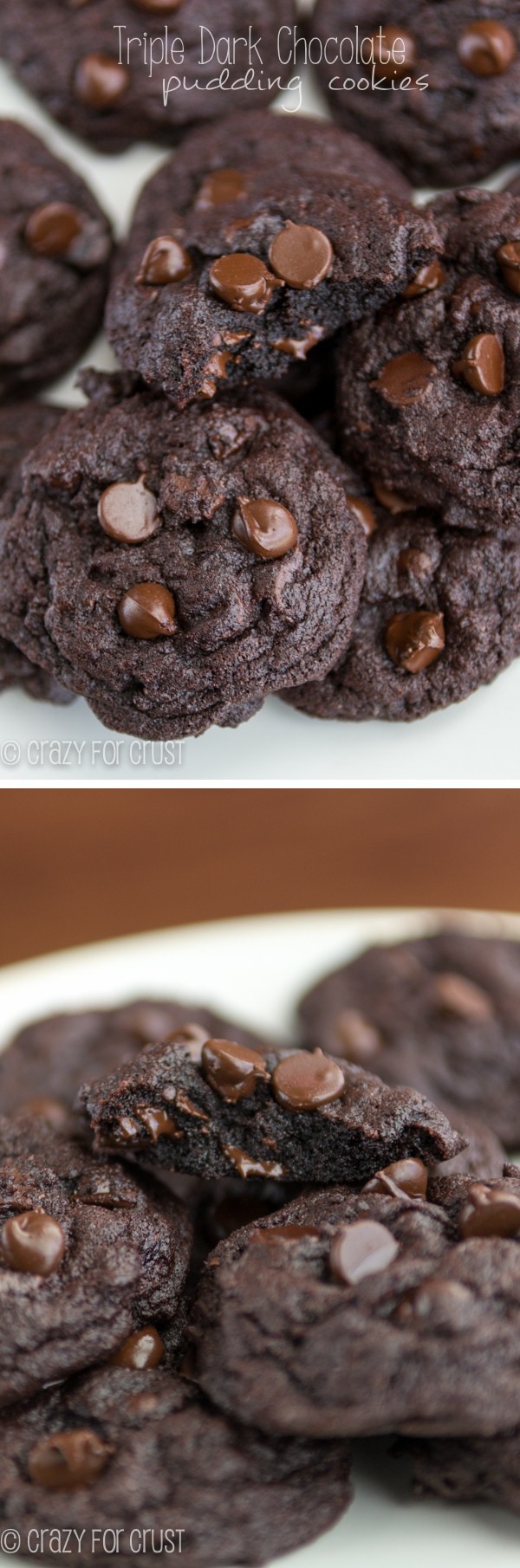 triple dark chocolate pudding cookies