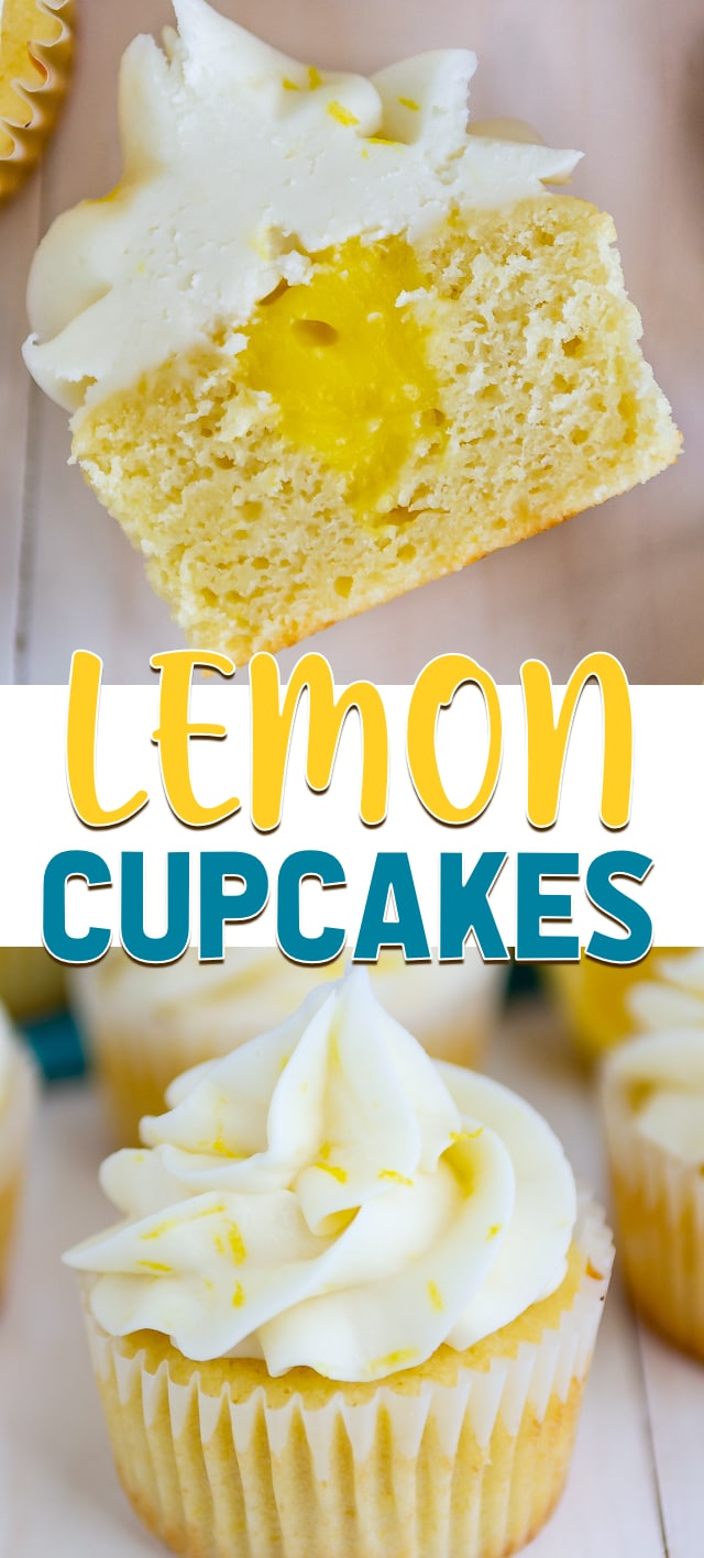 collage of lemon cupcakes
