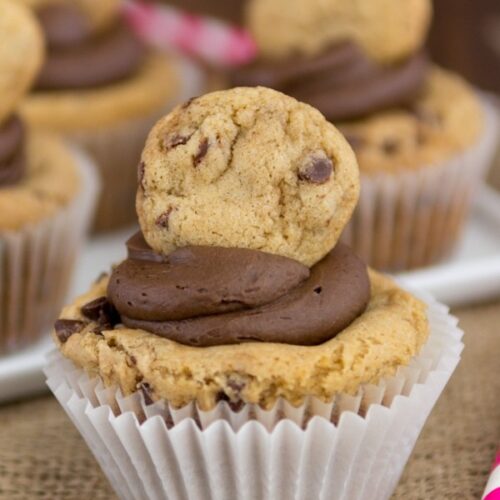 Chocolate Chip Cookie Cupcakes (brown butter chocolate frosting