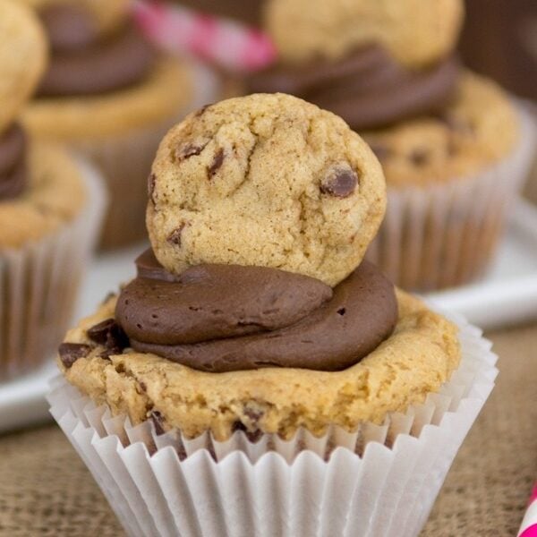 Chocolate Chip Cookie Cupcakes (brown butter chocolate frosting