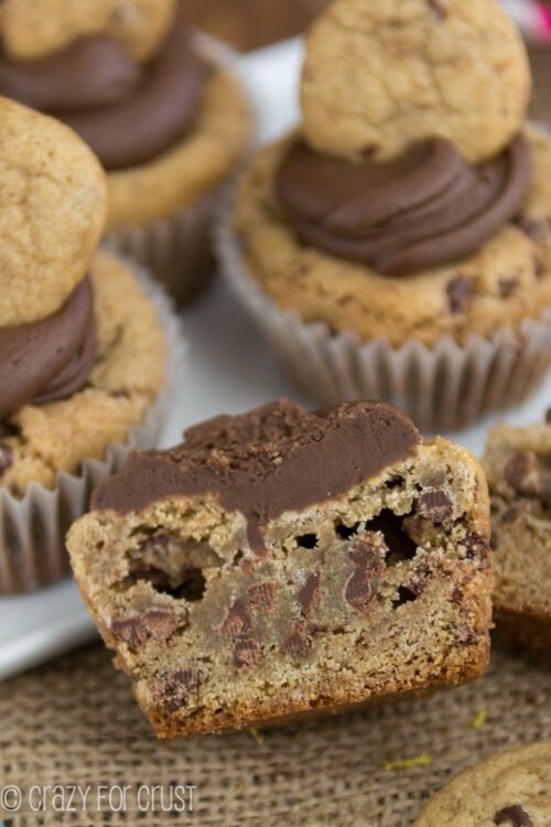 Chocolate Chip Cookie Cupcakes (brown butter chocolate frosting