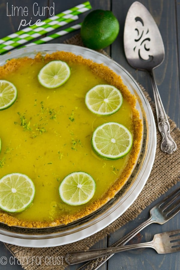 Lime Curd Pie - a graham cracker crust filled with homemade lime curd. Perfect for any citrus lover!