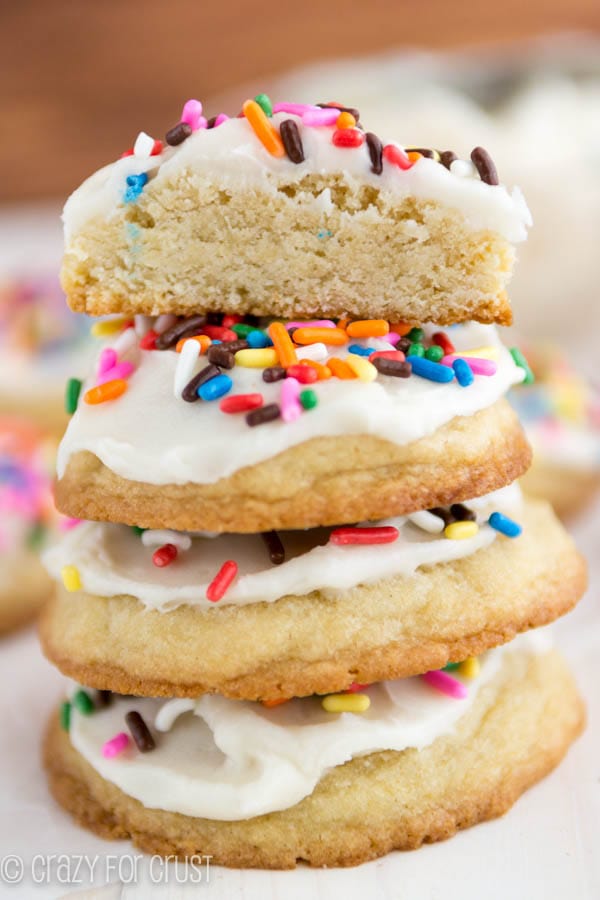 Stack of sugar cookies with sprinkles