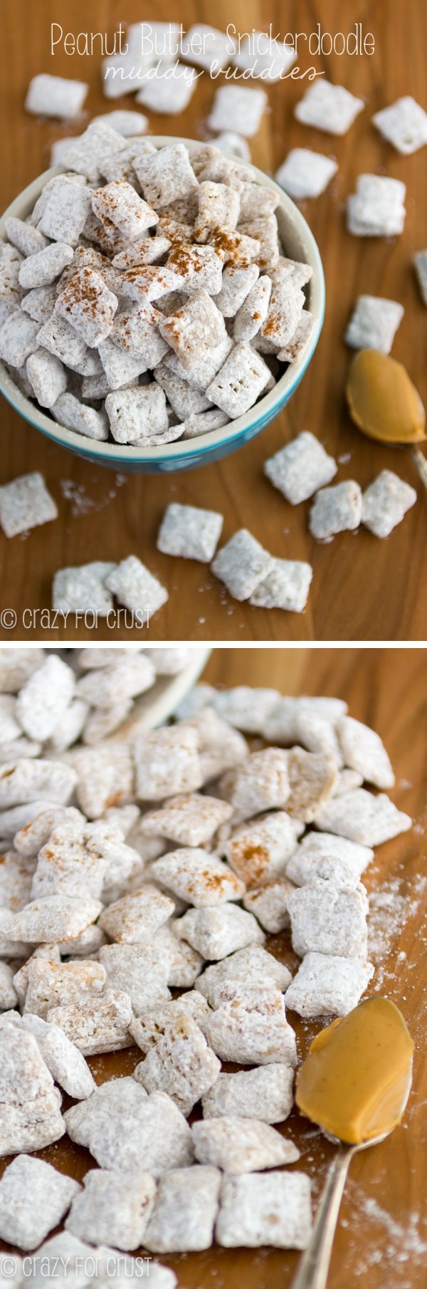 Peanut Butter Snickerdoodle Muddy Buddies collage