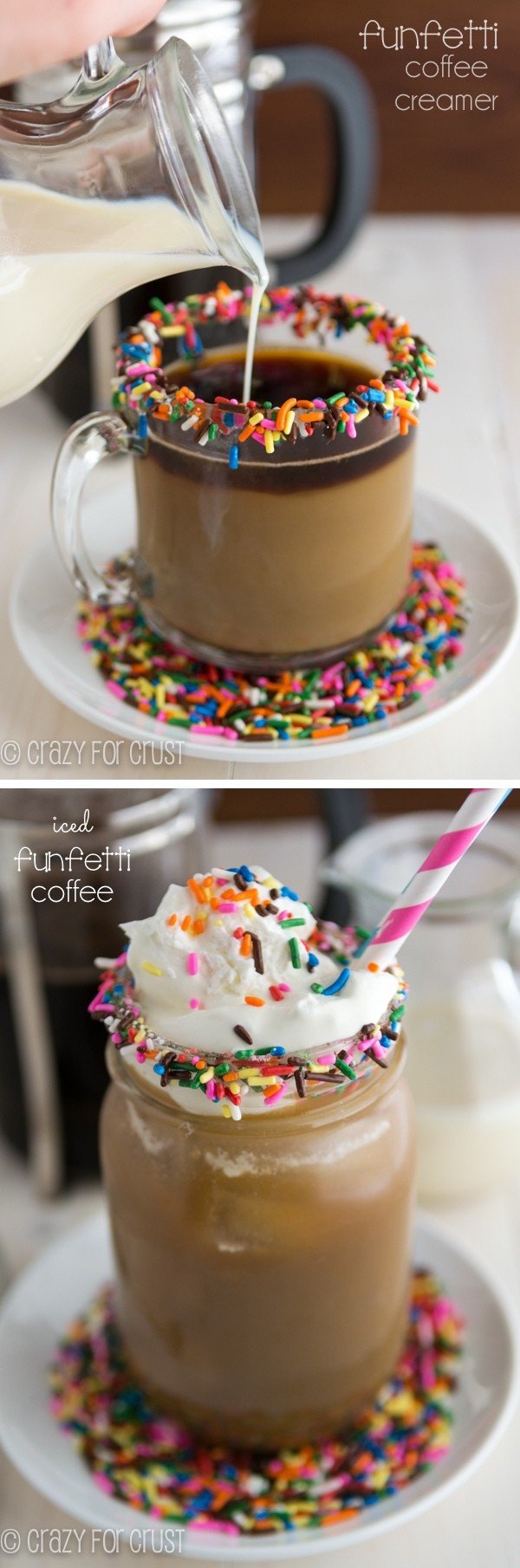 Hot and iced, Funfetti Coffee Creamer collage