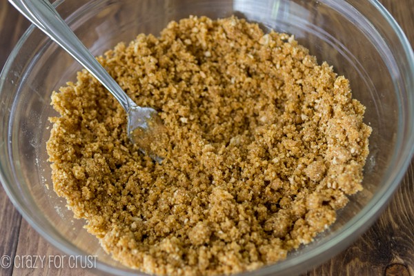 Mixing the best graham cracker crust for baked pies or no bake pies