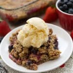 berry crisp on white plate