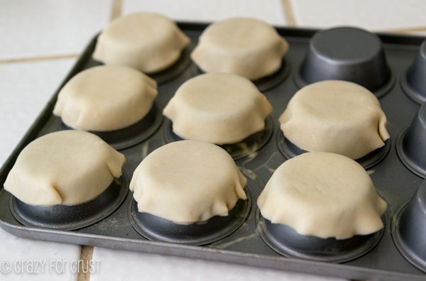 ice cream pie dough on a upside down cupcake pan