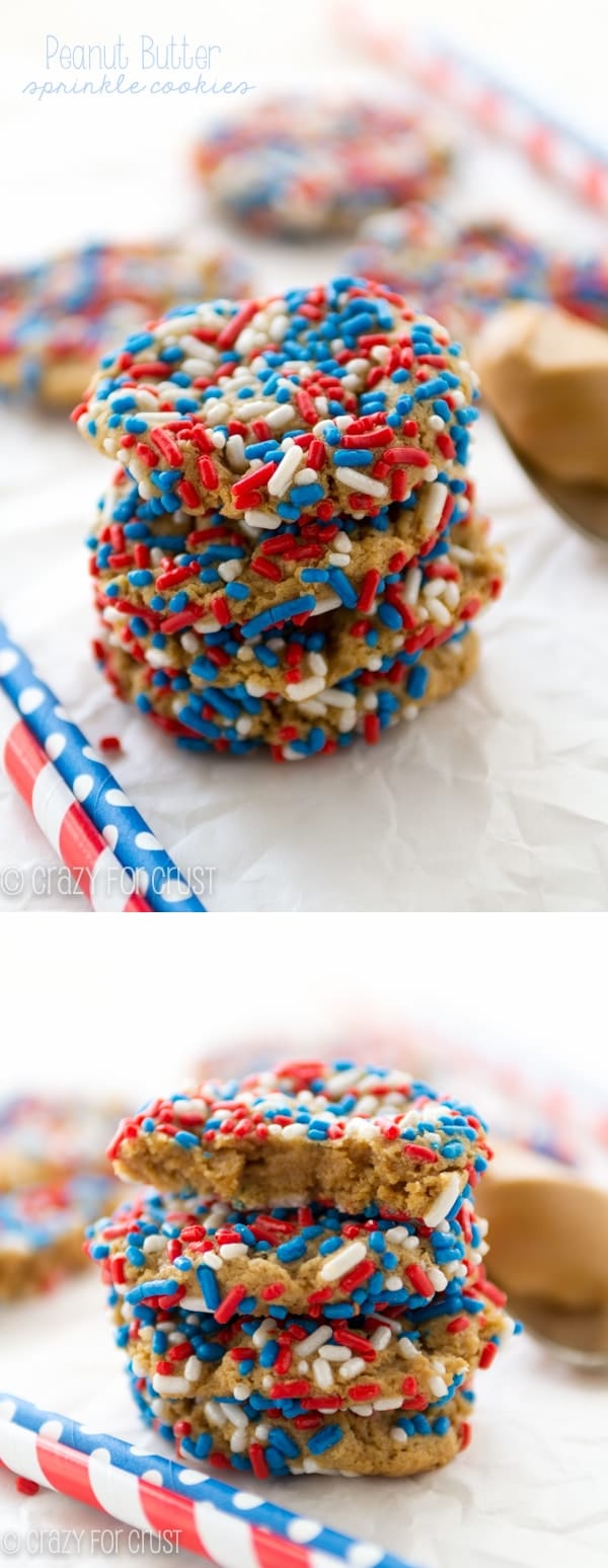  Peanut Butter Sprinkle Cookies with red, white and blue collage 