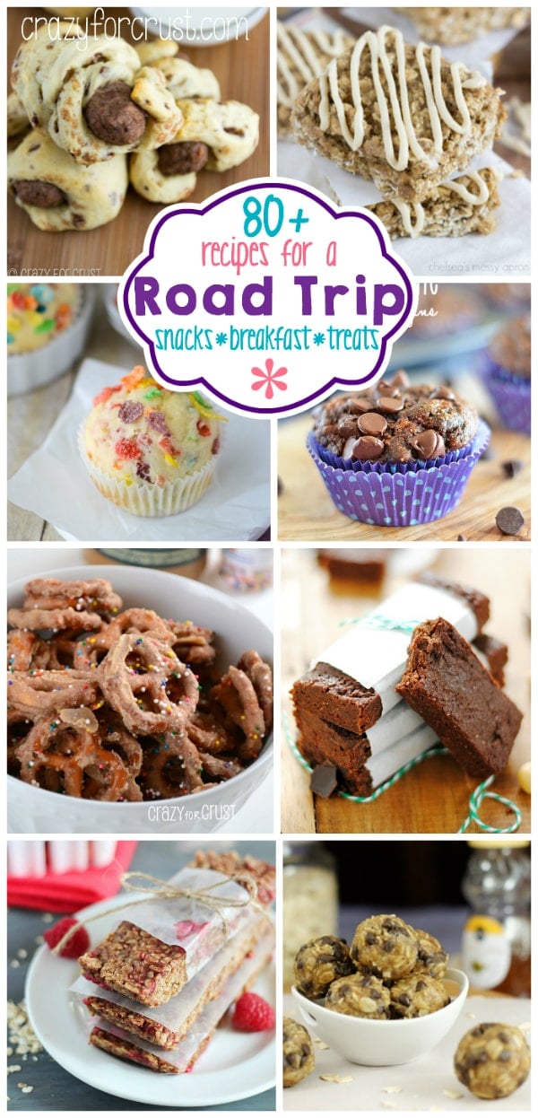 Over 80 Road Trip Snacks, Breakfast, and Treats Collage 