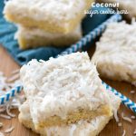 stack of coconut sugar cookie bars