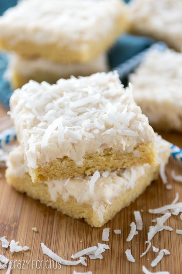 Coconut Sugar Cookie Bars made with coconut oil!