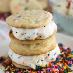 Stack of Funfetti Cake Batter Ice Cream Sandwiches