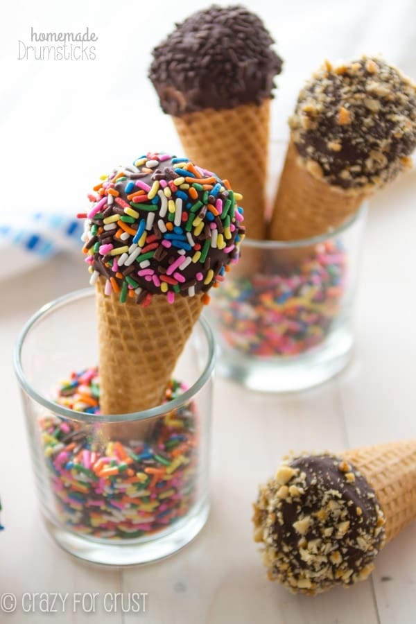 Homemade Drumsticks - easy to make using your favorite ice cream and toppings!