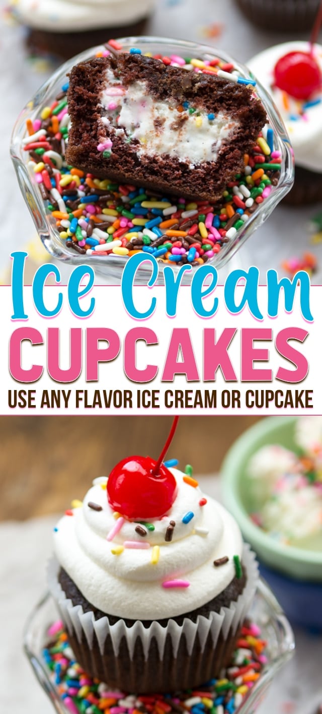 collage of ice cream cupcakes photos