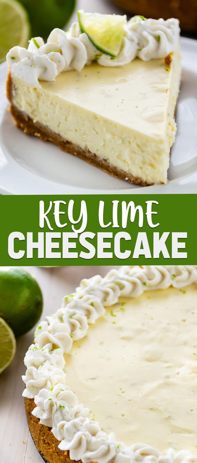 key lime cheesecake collage photos