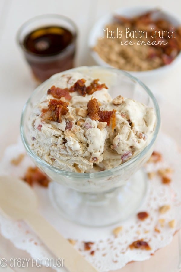 Maple Bacon Crunch Ice Cream without a machine! Maple ice cream, bacon, and toffee bits!